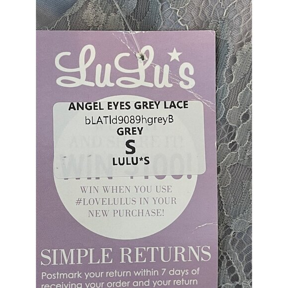 Lulus Dress Small Angel Eyes Grey Lace Midi Formal Wedding Event Mother of Bride - Picture 11 of 13